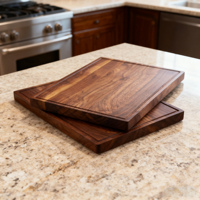 Planche de service de luxe en bois de noyer lisse, planche à découper en bois avec canal de récupération des jus pour comptoir de cuisine à usage quotidien