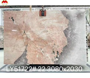 Dalle de Quartzite <span class=keywords><strong>Pandora</strong></span> Rose Macaron Charme de Patagonie Dalle rétroéclairée en pierre naturelle avec grand cristal translucide Quartzite du Brésil - Product Image 5