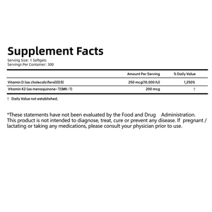 Gélules de Vitamine D3 K2 Premium à Base Végétale, Formule Haute Pureté, Ingrédients Naturels, Capsules de Vitamine D3 K2 2-en-1 à l'Huile de Coco - Product Image 2