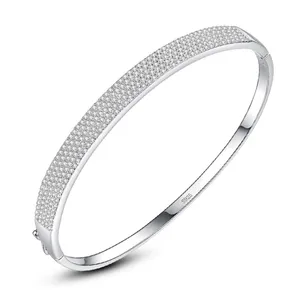 Melynn luxury CZ bangle with clasp 925 sterling silver 4A cubic zirconia rhodium plated bangles jewelry women