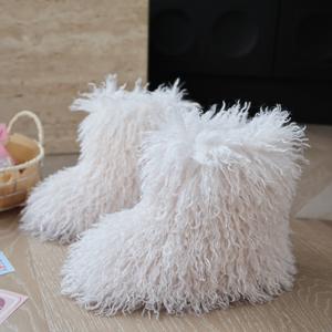 รองเท้าบูทขนสัตว์มองโกเลียสำหรับเด็ก หัวมน รองเท้าบูทกันหนาวสำหรับเด็ก ขนเทียม อุ่นสบาย รองเท้าบูทหิมะสั้น รองเท้าบูทขนสั้นสำหรับเด็ก - Product Image 5