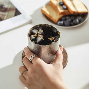 Tazze in Acciaio Inox per Campeggio, Boccale da Birra Dorato Antiurto, <span class=keywords><strong>Tazza</strong></span> da Caffè per Ristoranti e Barbecue, Contenitore per Acqua Fredda - Product Image 6