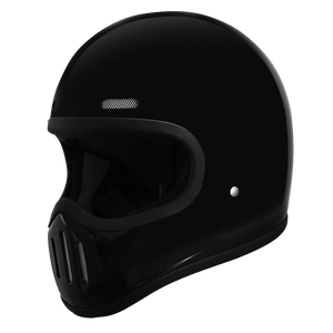 グラスファイバー製レトロフルフェイスヘルメット - 3C&DOT認証済み、ブラック - Product Image 1