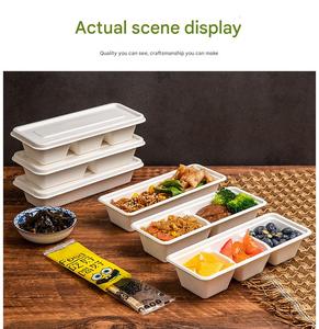 กล่องอาหารแบบใช้แล้วทิ้ง 3 ช่อง ทำจากชานอ้อย สำหรับใส่สลัด อาหารกลางวัน หรือเบนโตะ - Product Image 6