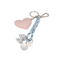 Breloque Cœur en Cuir avec Fleurs et Nœud en Corde Tressée, Accessoire de Sac à Dos, Porte-clés, Pendentif de Sac, Accessoires de Mode