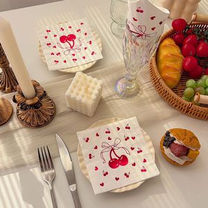 Gold-stamped <b>red</b> cherry napkins, square napkins, party and gathering special disposable <b>paper</b> napkins for restaurants, - Product Image 1
