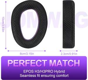 وسائد أذن بديلة من Jomwag ذات شبكة تنفس لسماعات EPOS H3/H3PRO هايبرد مع رغوة عازلة للضوضاء عالية الكثافة (أسود/بنفسجي) - Product Image 4