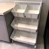 Multifunctionele ijzeren 4-laags opbergrek organizer voor huis, keuken, woonkamer, badkamer, fruit & voedselopslag