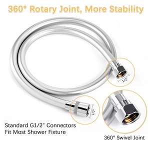 G1/2" Fit PVC Smooth Shower Hose Flexible Anti-Kink Handheld Shower <b>Head</b> Hose with Metal Connections Flexible PVC Shower Hose - Product Image 2