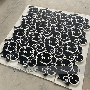 中国热卖工厂价格易清洗黑色和金色豪华喷水大理石黑色马赛克瓷砖厨房瓷砖批发 - Product Image 4