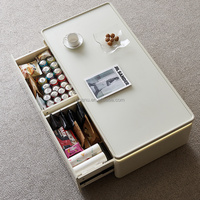 670309 Quanu Ensemble de meuble TV et table basse de bonne qualité avec table basse et meuble TV couleur café clair pour salon moderne et luxueux