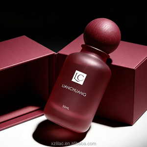 Elegante Botella de <span class=keywords><strong>Perfume</strong></span> para <span class=keywords><strong>Mujer</strong></span> de 100 ml, Botella de Vidrio Mate con Emblema Personalizado, Tapa Roja y Caja de Regalo Cilíndrica - Product Image 2