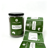 Étiquette alimentaire personnalisée haut de gamme, étiquette personnalisée pour pot de graines de chia noires australiennes, étiquette en rouleau personnalisée pour l'emballage alimentaire