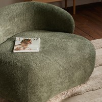 Fauteuil d'appoint surdimensionné en bouclette - Fauteuil lounge en tissu Teddy vert forêt pour salon