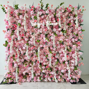 Hete Aanbieding 8ft 8ft Bruiloft Bloemenachtergrond Roze Kunstbloemen Decoratie Achterwand Kunstmatig voor Hotels 5D Bloemenwand - Product Image 2
