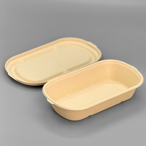 Đóng gói thực phẩm lò vi sóng an toàn 1000ml dùng một lần bã mía thực phẩm container với nắp Takeaway bao bì thực phẩm hộp - Product Image 3