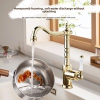 Robinet de cuisine rétro français classique européen en cuivre et argent, créatif, pour évier, avec eau chaude et froide, et cartouche céramique
