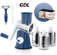 Groothandelsprijs Handmatige Plastic Multifunctionele Handroller Wiper Fruit- en Groente Rasp Snijder Shredder Roestvrijstalen Messen