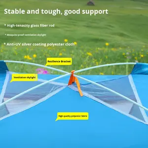 Tente de <span class=keywords><strong>camping</strong></span> d'été portable pliable en fibre de verre à ouverture rapide, épaisse, protection solaire, tente automatique pour 3-4 <span class=keywords><strong>personnes</strong></span> - Product Image 4