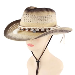 Sombrero de Paja de Ala Ancha Enrollada de Alta Calidad para <span class=keywords><strong>Mujer</strong></span>, Estilo Étnico, con Borlas, para Verano, Aire Libre, Hecho a Mano, Estilo Vaquero Occidental, para <span class=keywords><strong>Mujer</strong></span> y Hombre - Product Image 3