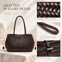 Sac fourre-tout polyvalent 2-en-1 pour femme, sac à main en cuir tressé fait main avec pochette intérieure, sacs à bandoulière pour femme, sac à cordon, sac de voyage personnalisé