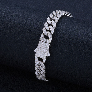 Bespoke <b>Solid</b> Gold Finished VVS Setting 9mm 1-Row Cuban Moissanite <b>Bracelets</b> 925 <b>Silver</b> Street Fashion Iced Supplier ODM B2B - Product Image 4