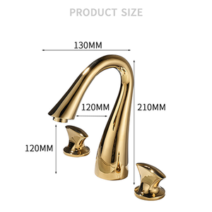 金色黑色镀铬经典陶瓷阀芯古董式2把手1孔浴室水龙头 - Product Image 6