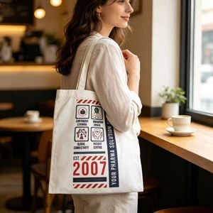 Sac fourre-tout en toile blanche imprimé sur mesure, sac de courses réutilisable en coton, sac cadeau promotionnel pour les campagnes d'entreprise - Product Image 1