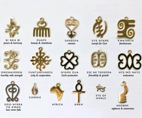 Collier avec pendentif Adinkra, Afrique, pendentif en or, chaîne en forme de trombone ou en câble, personnalisé, Gye Nyame Duafe Ankh Sankofa Cowrie