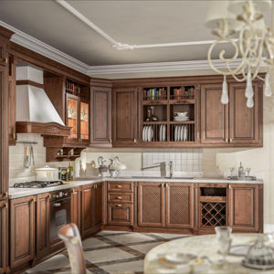 Ensemble de meubles de cuisine <span class=keywords><strong>et</strong></span> de salle à manger modulaires en <span class=keywords><strong>bois</strong></span> massif de style américain traditionnel, personnalisables pour toute la maison, avec stratifié en marbre écologique - Product Image 1