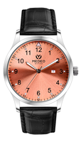 Montre pour homme MEDEO Luxury Charm MIYOTA, mouvement analogique, bracelet en cuir noir 24 mm, acier inoxydable, étanche, aiguilles lumineuses.