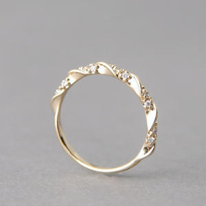 Anelli con Diamanti Intrecciati F1225, Montatura Pavé con Pietra Naturale Rotonda, Gioielli Unisex per Matrimonio - Product Image 4