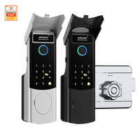TUYATTL Wasserdichtes Aluminium-Türschloss mit Gesichtserkennung, Fingerabdruck, Passwort, Kartenleser & WLAN Tuya App Zugangskontrolle