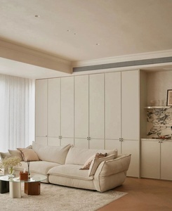 Mobili da Parete Minimalisti per <span class=keywords><strong>Soggiorno</strong></span>, Armadietti da Terra Color Crema, Bancone Bar in Marmo, Area Caffè Integrata - Product Image 2