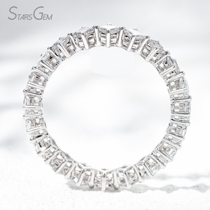 Starsgem 1.18ct 2,1*2,1mm corte princesa laboratorio cultivado diamante DFE VS 18K oro blanco Unisex clásico anillo de eternidad - Product Image 3