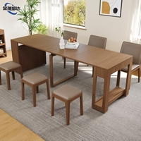 Table à manger télescopique extensible en bois massif de style médiéval Jinruishengda, idéale pour les espaces restreints, pliable et extensible