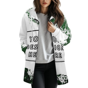 Venta al por mayor de fábrica personalizada gran oferta Sudadera con capucha para <span class=keywords><strong>mujer</strong></span> medio desnudo sudadera impresión bajo demanda señoras medio largo Sudadera con capucha cárdigan - Product Image 1