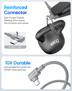 SUNGUY 60W 90 องศา 3A สายชาร์จเร็วสาย USB C สายเคเบิลข้อมูลสายชาร์จประเภทซีสำหรับโทรศัพท์และแล็ปท็อป - Product Image 5