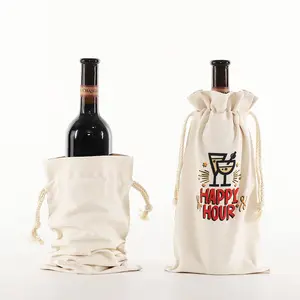 Promotionele Eco-Vriendelijke Speciale Wijnbierfleshouder Tassen Drink Canvas Tote Wijntas Met Handvat