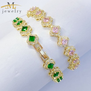 <span class=keywords><strong>Bracciale</strong></span> JML all'Ingrosso per <span class=keywords><strong>Donna</strong></span>, Charm a Cuore Romantico, Placcato Oro 14K con Zirconi, Accessori <span class=keywords><strong>Rosa</strong></span> Trifoglio Pulsera De Oro - Product Image 2