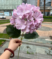 Bunga Hydrangea Buatan Tiruan Grosir, Tangkai Tunggal, Kepala Besar, untuk Pernikahan
