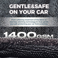 Serviette de lavage de voiture épaissie 1200gsm 1400gsm, microfibre torsadée pour nettoyage et séchage de voiture, accessoires de detailing automobile 60x90cm
