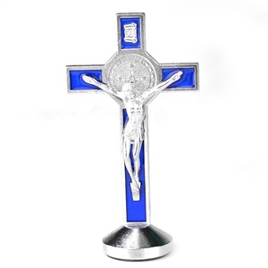 Petite <span class=keywords><strong>statue</strong></span> de Jésus 80x42mm, crucifix sur pied, aimant métallique, crucifix de voiture Saint Benoît, <span class=keywords><strong>statue</strong></span> avec base - Product Image 5