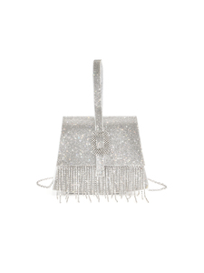 Sac de soirée de luxe Bell, inspiré des créateurs, carré, orné de diamants étincelants, en polyester, avec chaîne et pompon, sac à bandoulière pour mariée et mariage - Product Image 2
