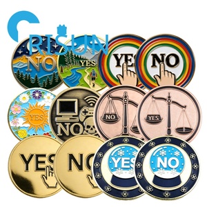 Moneda de desafío personalizada al por mayor con esmalte suave o duro, con diseño de suerte y destino, tipo moneda de decisiones Sí/No, impresa en UV, colorida, con la palabra SÍ o NO - Product Image 1