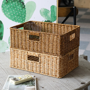 Cesto rettangolare in finto Rattan tessuto europeo carino scatola di plastica quadrata <span class=keywords><strong>per</strong></span> casa Organizer Cabinet tavolino snack <span class=keywords><strong>giocattoli</strong></span> - Product Image 2