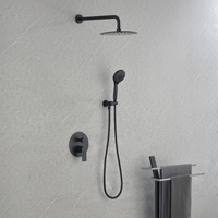 Robinet d'eau chaude et froide à poignée unique, encastré, thermostatique, finition noire mate, en laiton, mitigeur de douche 2 voies