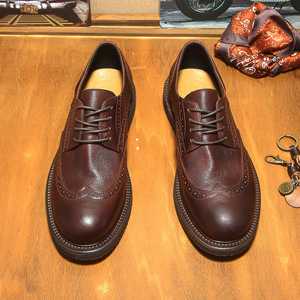 Chaussures Derby en Cuir Véritable pour Hommes, Nouvelle Collection, Haute Qualité, Imperméables, à Lacets, Décontractées, Respirantes, à Semelle Souple et Épaisse - Product Image 4