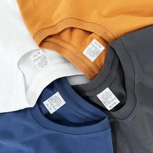 Kaus lengan pendek leher bulat kecil katun kelas berat 250gsm kaus dasar warna solid kustom kaus grosir