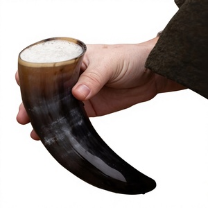 Antique 100% Original Ox Horn Viking Mugs-Lightweight Dishwasher Safe Bamboo Lid Eco-Friendly Beer/Christmas Decoration for Bar - Product Image 6